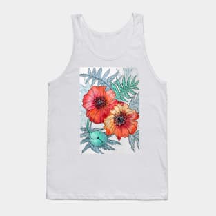 Shiny Poppy Watercolor Painting Tank Top